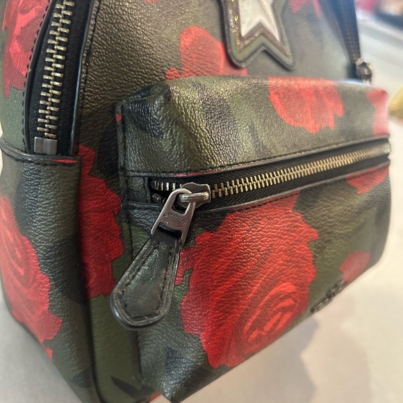 Coach Small Backpack with Red Floral and Silver Star - Picture 3 of 6